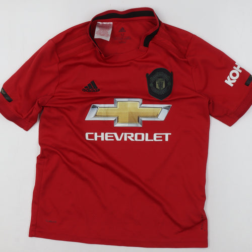 Adidas Boys Red Manchester United Football Jersey Short Sleeve Size M