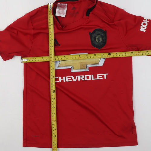 Adidas Boys Red Manchester United Football Jersey Short Sleeve Size M