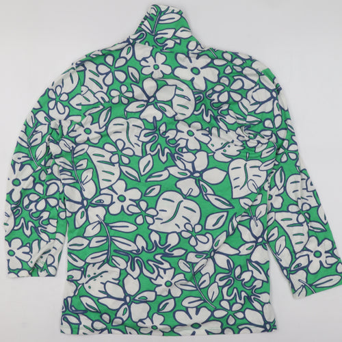 Barbara Lebek Women’s Green Floral Button-Up Tunic Top Size 10