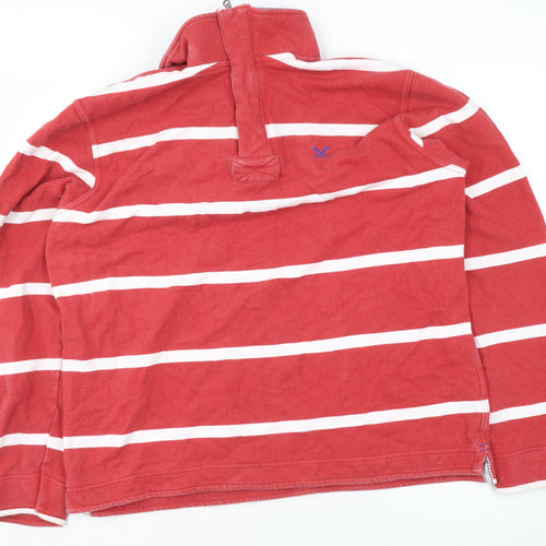 Crew Clothing Company Men's Red Striped Long Sleeve Rugby Sweatshirt M