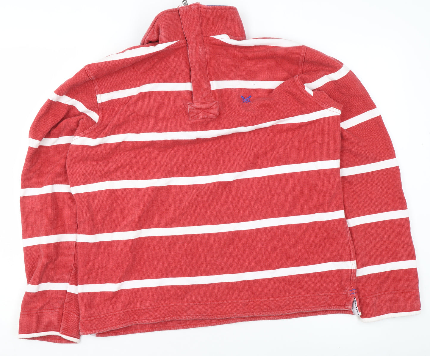 Crew Clothing Company Men's Red Striped Long Sleeve Rugby Sweatshirt M
