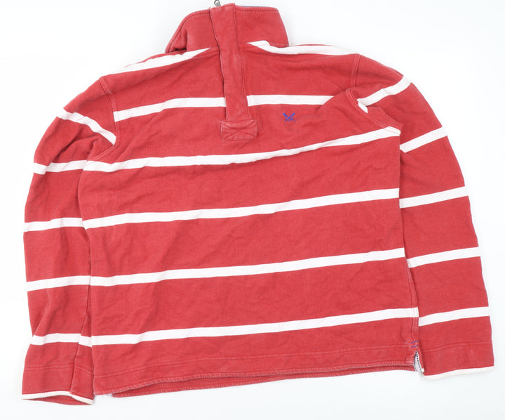 Crew Clothing Company Men's Red Striped Long Sleeve Rugby Sweatshirt M