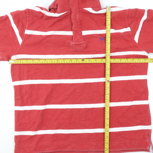 Crew Clothing Company Men's Red Striped Long Sleeve Rugby Sweatshirt M
