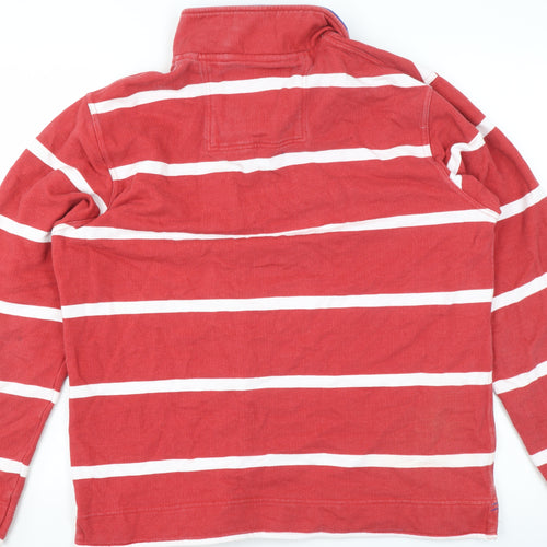 Crew Clothing Company Men's Red Striped Long Sleeve Rugby Sweatshirt M