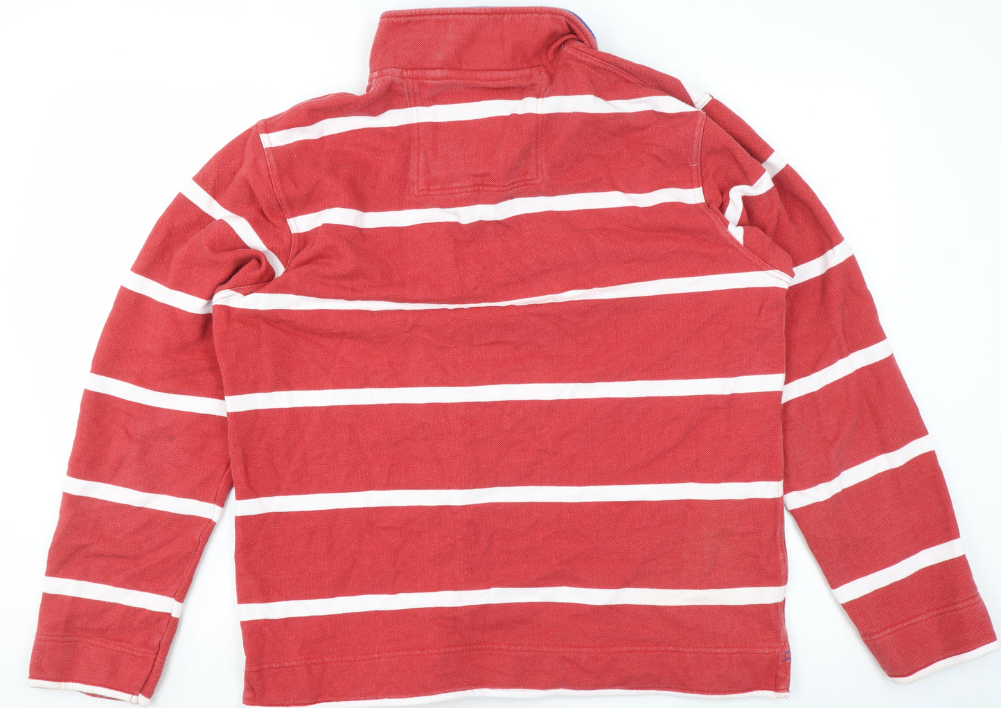 Crew Clothing Company Men's Red Striped Long Sleeve Rugby Sweatshirt M