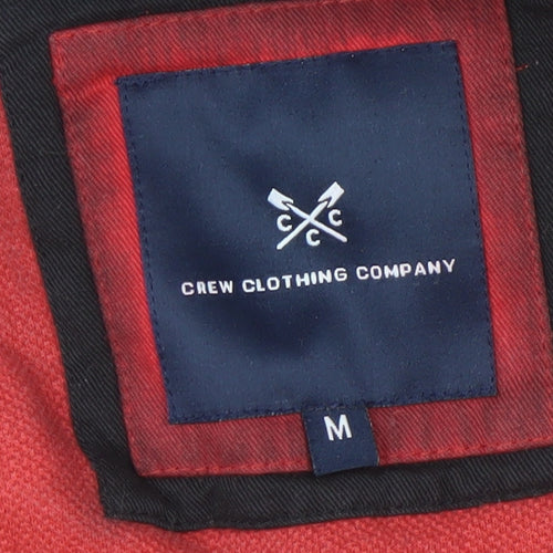 Crew Clothing Company Men's Red Striped Long Sleeve Rugby Sweatshirt M