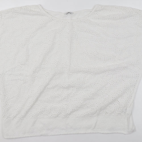 Marks and Spencer Women’s White Cotton Lace Tunic Blouse Size 18