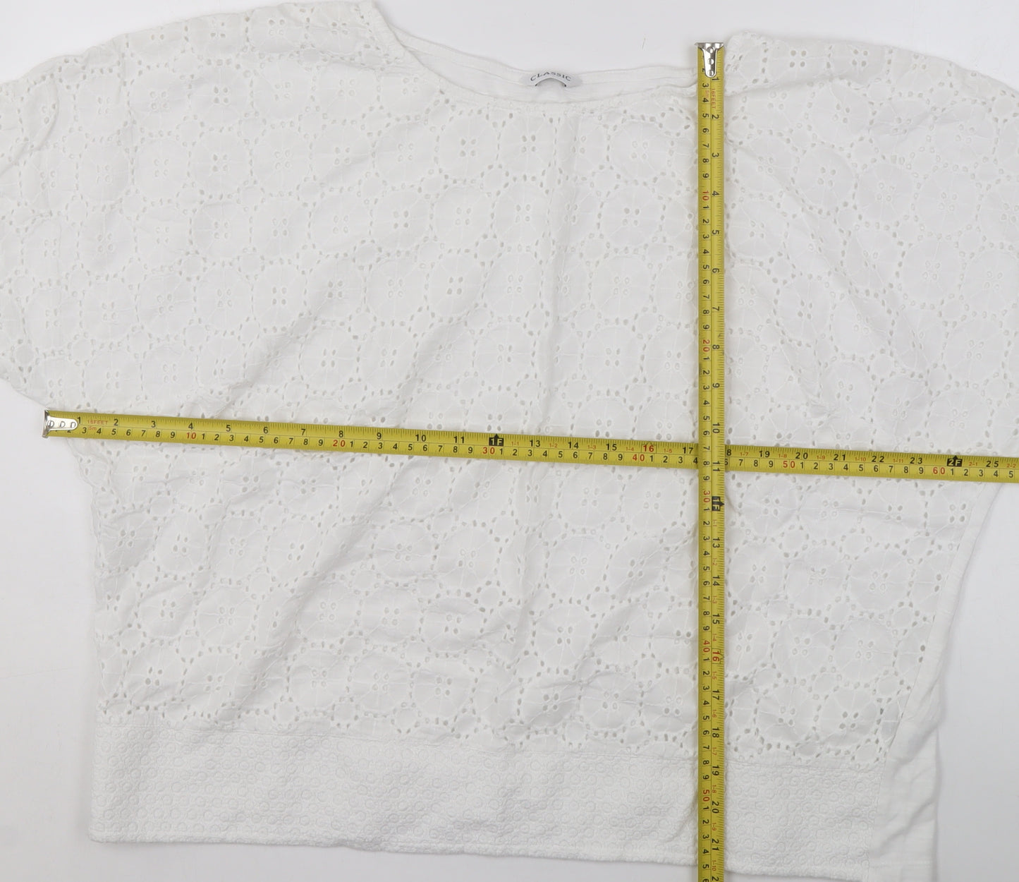 Marks and Spencer Women’s White Cotton Lace Tunic Blouse Size 18