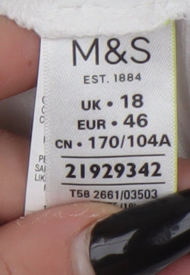 Marks and Spencer Women’s White Cotton Lace Tunic Blouse Size 18