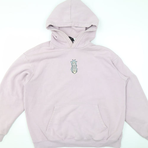H&M Women Lilac Relaxed Fit Hoodie Cotton Blend Size L