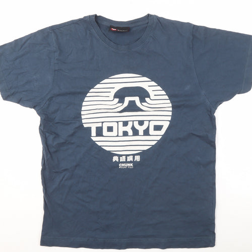 Chunk Men’s Blue Tokyo Graphic T-Shirt Size M Cotton Crew Neck
