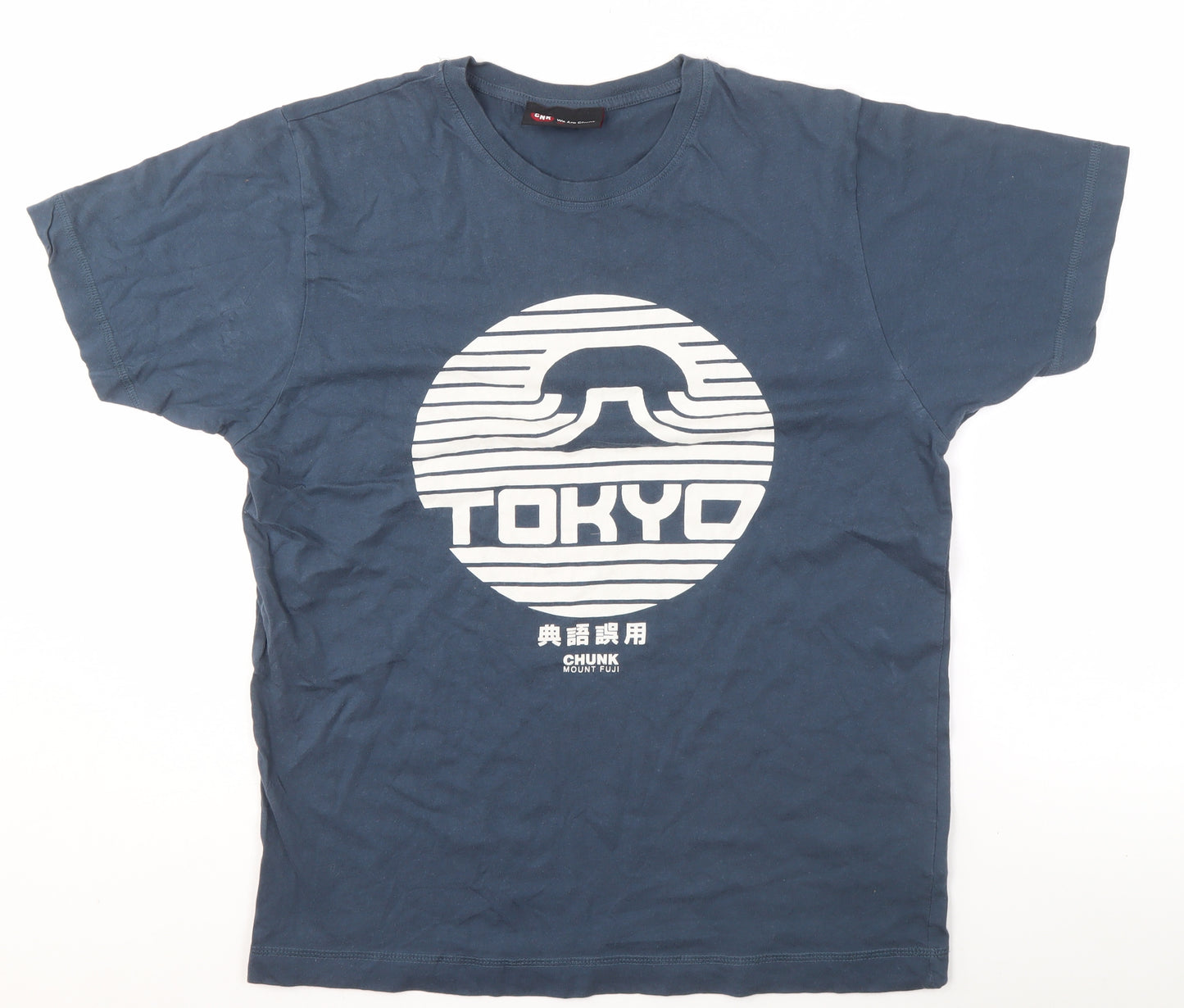 Chunk Men’s Blue Tokyo Graphic T-Shirt Size M Cotton Crew Neck