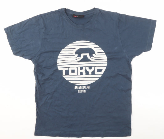 Chunk Men’s Blue Tokyo Graphic T-Shirt Size M Cotton Crew Neck