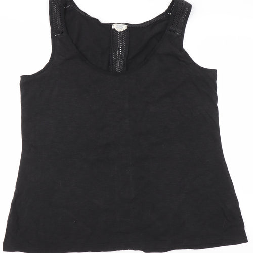 Fat Face Women's Black Cotton Crochet Tank Top Size 16