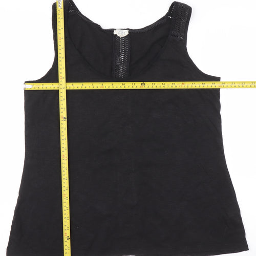 Fat Face Women's Black Cotton Crochet Tank Top Size 16