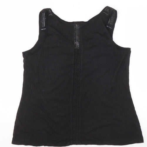 Fat Face Women's Black Cotton Crochet Tank Top Size 16