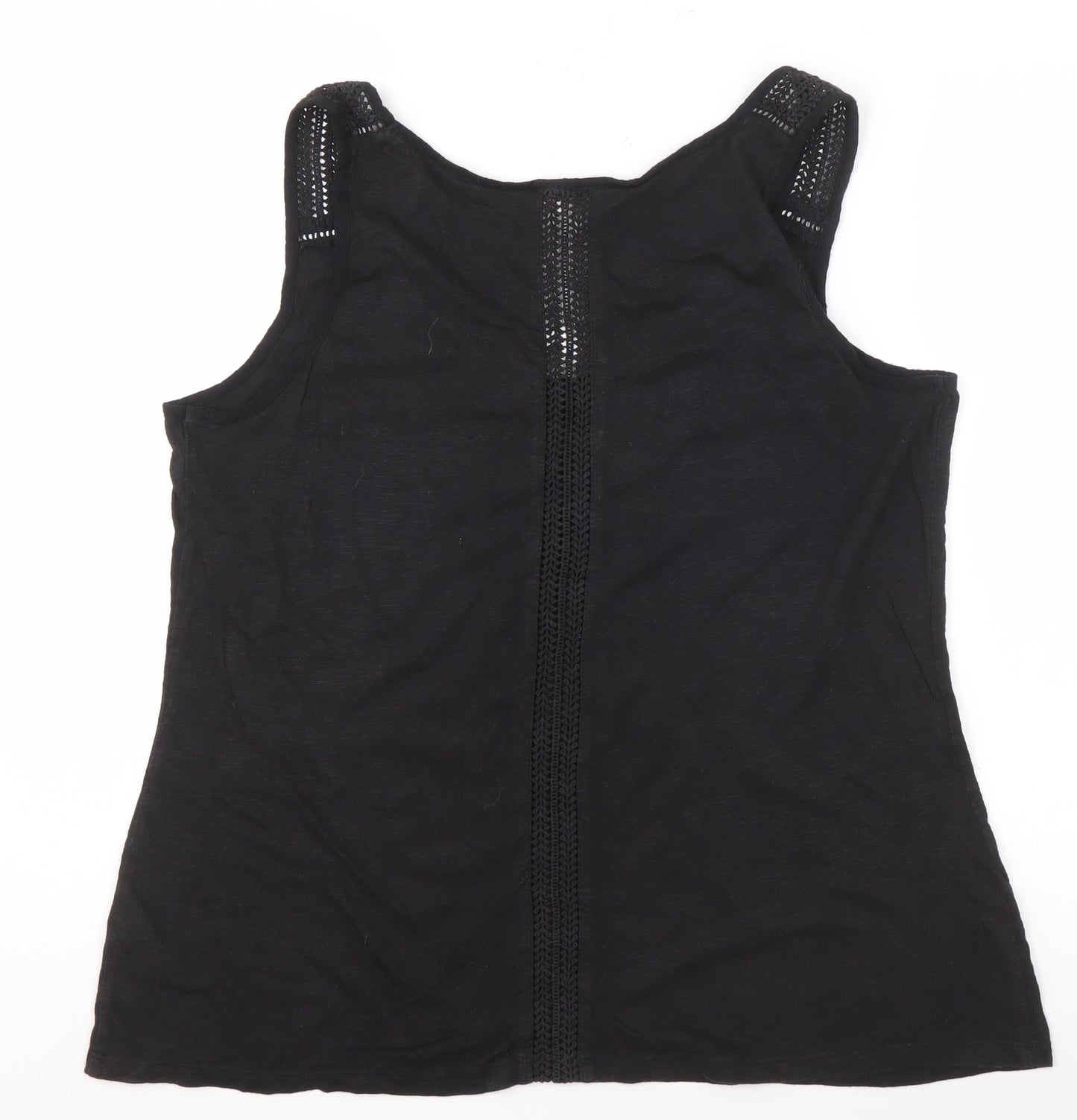 Fat Face Women's Black Cotton Crochet Tank Top Size 16