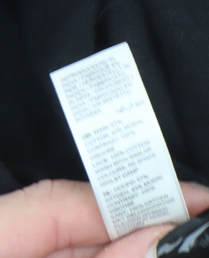 Fat Face Women's Black Cotton Crochet Tank Top Size 16