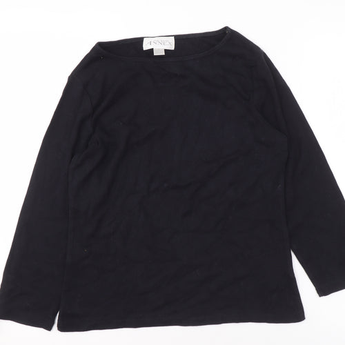 Casual Corner Annex Womens Black Cotton Boat Neck Long Sleeve Jumper M