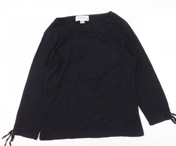 Casual Corner Annex Womens Black Cotton Boat Neck Long Sleeve Jumper M