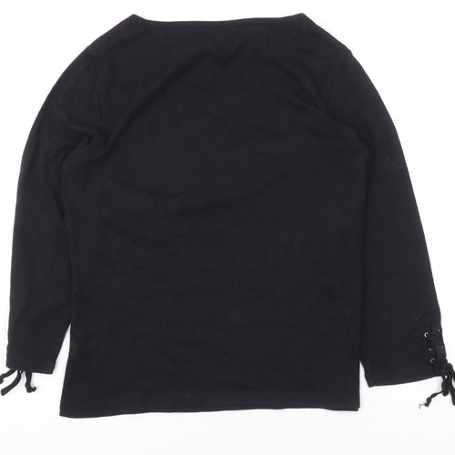 Casual Corner Annex Womens Black Cotton Boat Neck Long Sleeve Jumper M