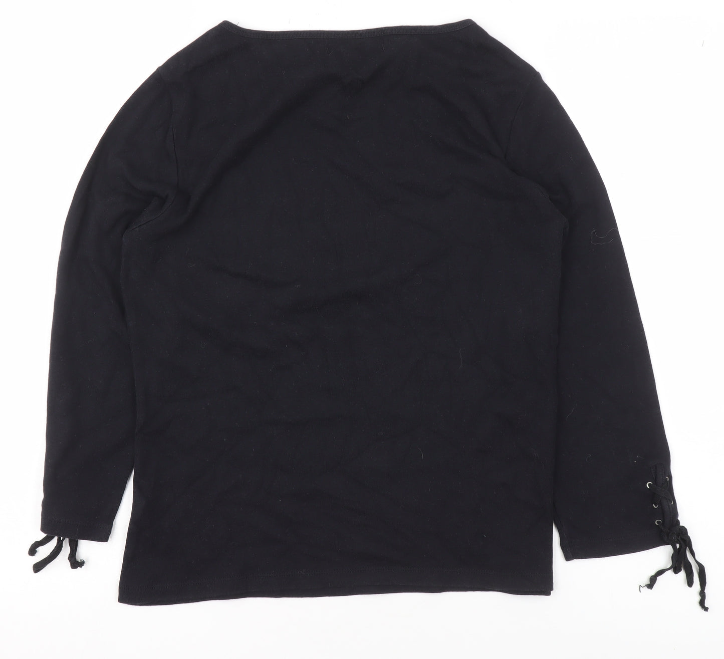 Casual Corner Annex Womens Black Cotton Boat Neck Long Sleeve Jumper M