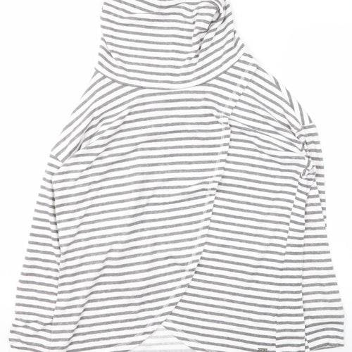 Tu Women’s Grey Stripe Size 10 Cowl Neck Pullover Sweatshirt