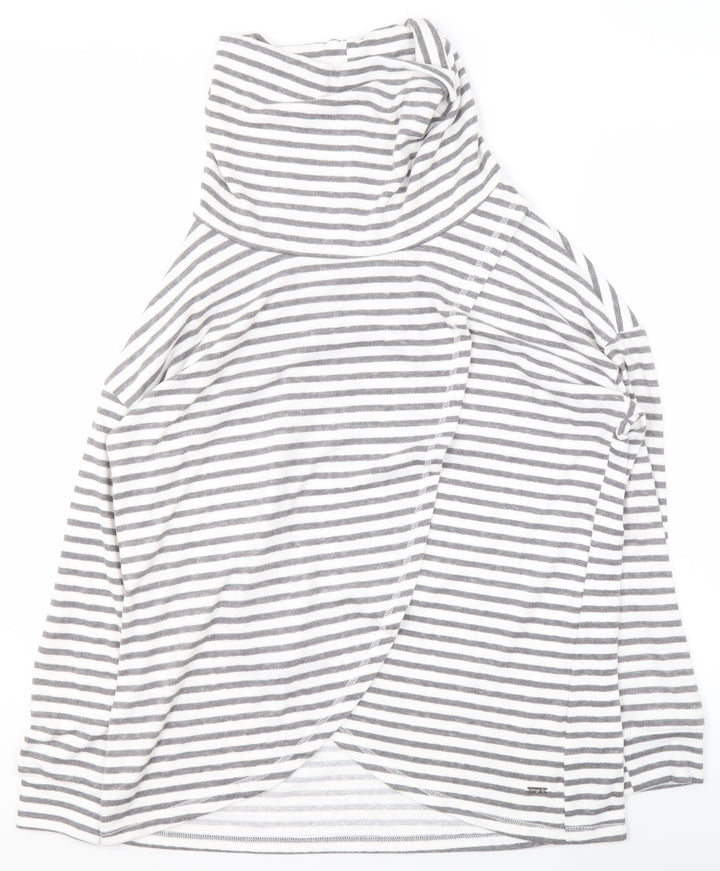 Tu Women’s Grey Stripe Size 10 Cowl Neck Pullover Sweatshirt