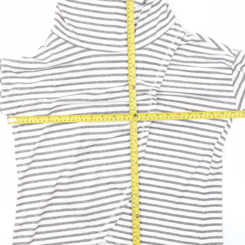 Tu Women’s Grey Stripe Size 10 Cowl Neck Pullover Sweatshirt
