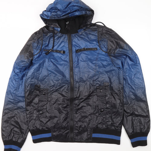 So Cool Boys Blue XL Hooded Windbreaker Jacket with Full Zip Pockets