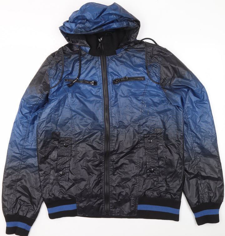 So Cool Boys Blue XL Hooded Windbreaker Jacket with Full Zip Pockets