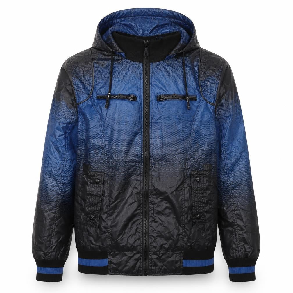 Front view of So Cool boys’ blue xl hooded windbreaker jacket with full zip pockets