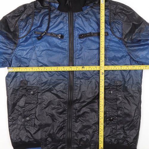 So Cool Boys Blue XL Hooded Windbreaker Jacket with Full Zip Pockets