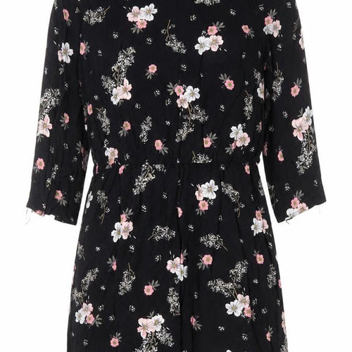 H&M Divided Women’s Black Floral Tunic Blouse Size 12