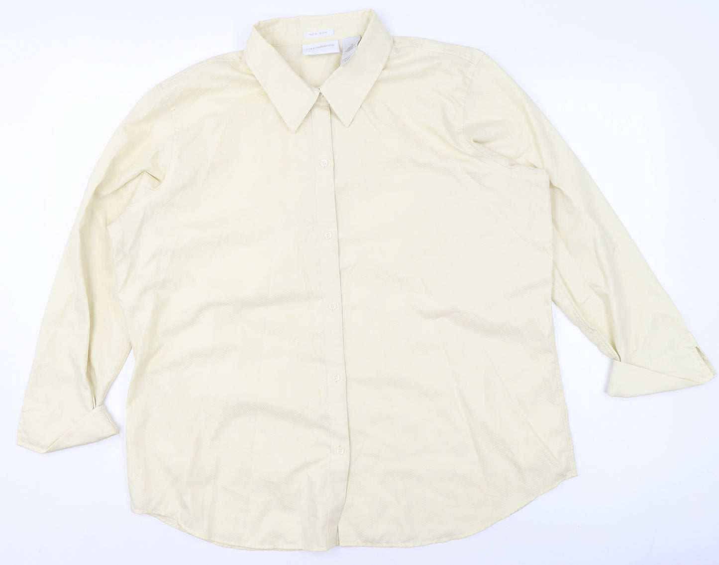 Liz Claiborne Men's Beige Non-Iron Cotton Herringbone Formal Shirt Size 16