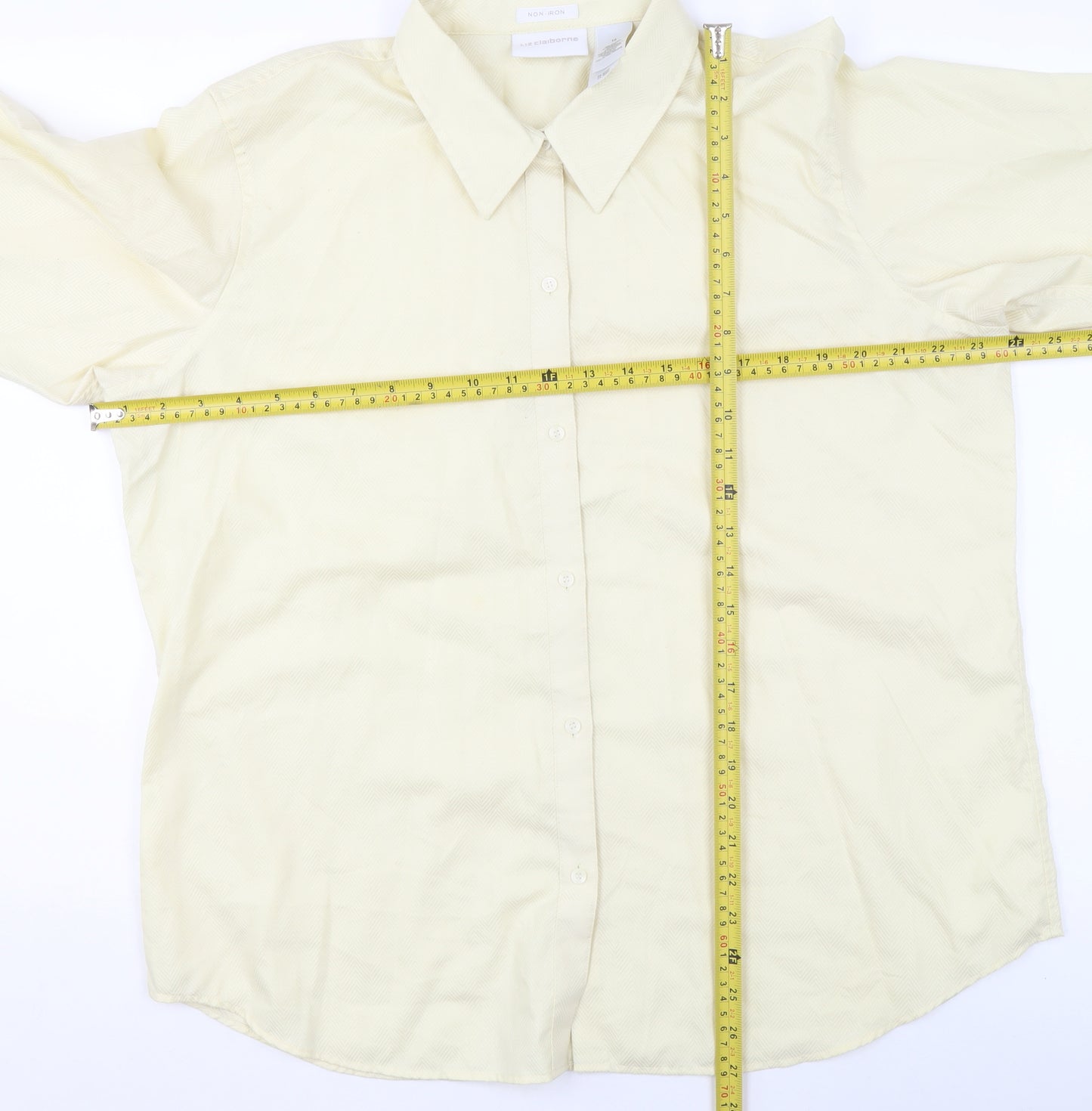 Liz Claiborne Men's Beige Non-Iron Cotton Herringbone Formal Shirt Size 16