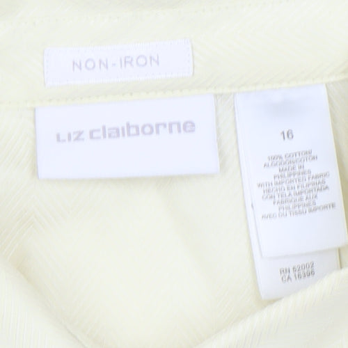 Liz Claiborne Men's Beige Non-Iron Cotton Herringbone Formal Shirt Size 16