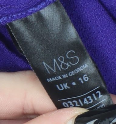 Marks and Spencer Women's Purple Viscose Asymmetric Dress UK 16
