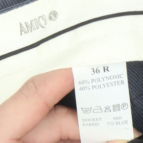 Amici Men's Blue 36R Dress Trousers Polyester Blend Classic Fit