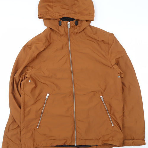 H&M Women’s Brown Hooded Parka Jacket Size L Polyester Softshell