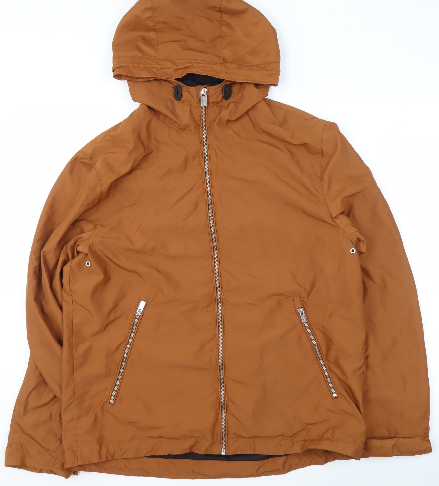 H&M Women’s Brown Hooded Parka Jacket Size L Polyester Softshell