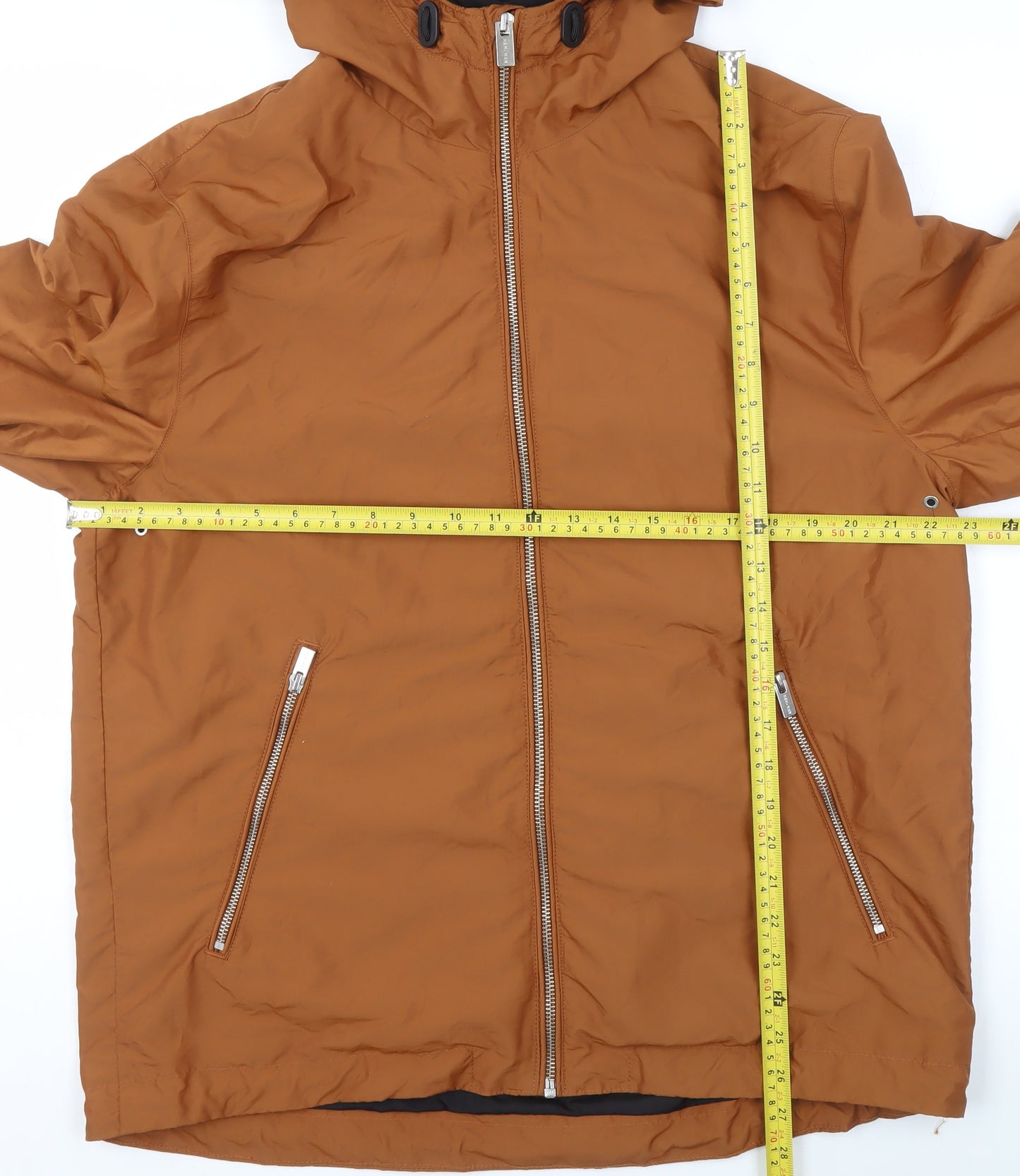 H&M Women’s Brown Hooded Parka Jacket Size L Polyester Softshell