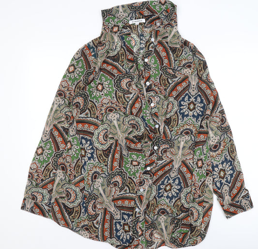 Glamorous Womens Multicoloured Paisley Button-Up Tunic Shirt Size 10