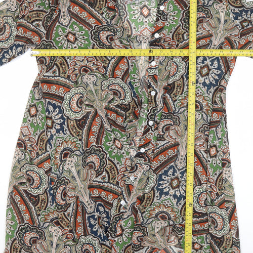 Glamorous Womens Multicoloured Paisley Button-Up Tunic Shirt Size 10