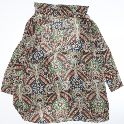 Glamorous Womens Multicoloured Paisley Button-Up Tunic Shirt Size 10