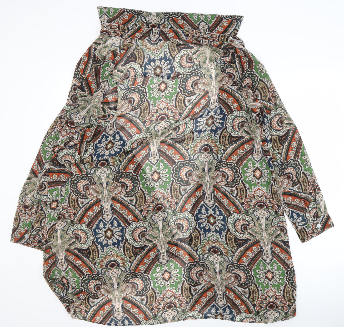 Glamorous Womens Multicoloured Paisley Button-Up Tunic Shirt Size 10