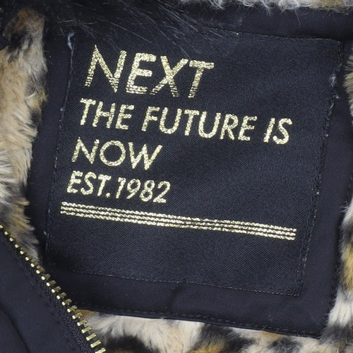 Next Girls Black Faux Fur Trim Hooded Parka Coat 6 Years Winter Jacket