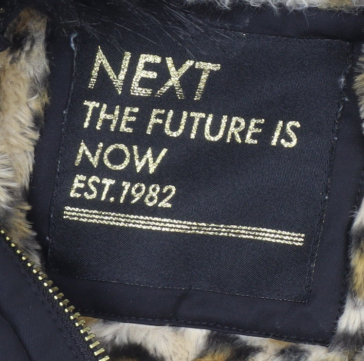 Next Girls Black Faux Fur Trim Hooded Parka Coat 6 Years Winter Jacket