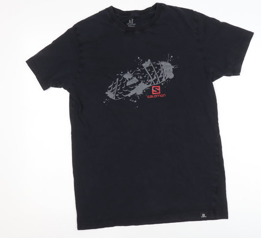 Salomon Men's Black Cotton Graphic Outdoor Sports T-Shirt Size M