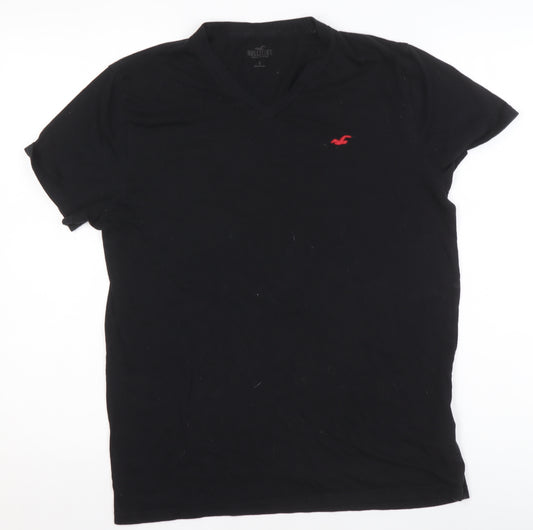 Hollister Men's Black V-Neck Slim Fit Cotton T-Shirt Size S